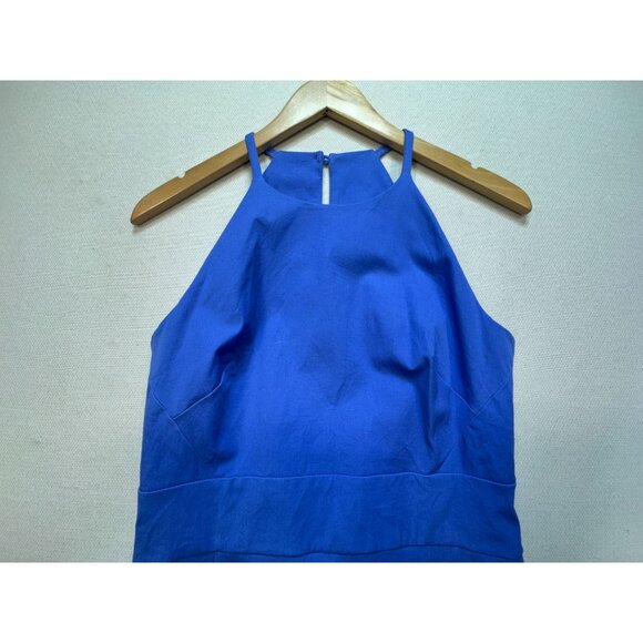 Banana Republic Womens Halter Sheath Dress Size 6 Blue Keyhole Formal Business - Picture 6 of 11